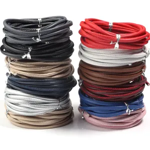 Handwoven Round Genuine Leather Cord Twisted Leather Strands For DIY Braided Bracelet Necklace Pendant Making Crafts Clothing Material