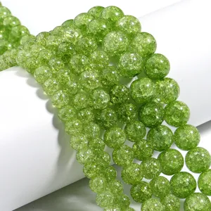 Perline di cristallo incrinato verde pietre sciolte per braccialetto collana accessori