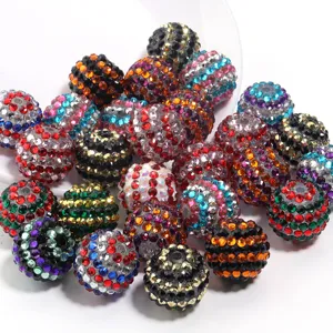 Colorful resin rhinestone disco beads sparkling crystal craft balls for DIY jewelry keychain making.