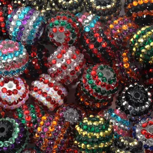 Colorful resin rhinestone disco beads, large hole crystal beads for handmade DIY jewelry making.