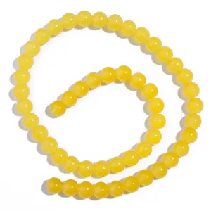 Perline tonde di vetro giallo accessori sfusi per gioielli fatti a mano collane bracciali