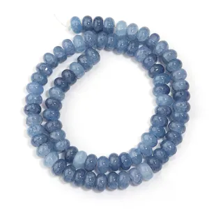 Blue crackled glass abacus beads strand for DIY handmade jewelry, bracelet and necklace accessories.