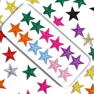 Colorful embroidered star patches for clothing DIY decoration, iron-on star appliques.