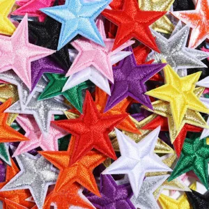 Colorful star iron-on embroidered patches for clothing, DIY jeans and jacket decoration.