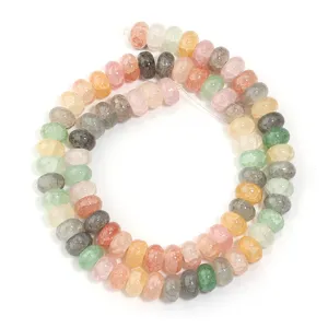 Colorful crackled glass abacus beads for DIY jewelry making, bracelets, and necklaces.