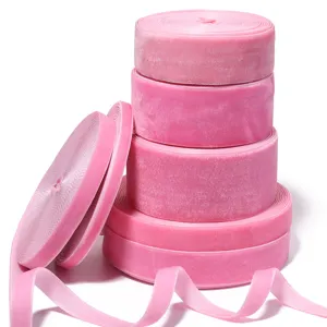 Rosa einseitige Samtband Rollen für Geschenkverpackung und DIY Handwerk Zubehör Dekoration