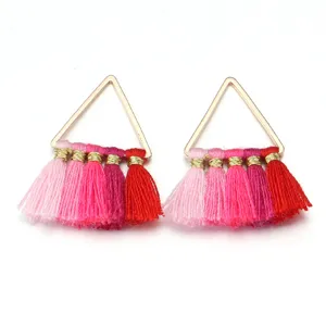 Handgemachte bunte Dreieck Polyester Quasten Ohrringe DIY Schmuck Zubehör Materialpaket Anhänger.