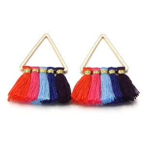 Bunte Dreieck Quaste DIY Ohrringe Anhänger, handgemachte Schmuck Zubehör Materialpaket.