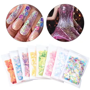 Paillettes de fleurs en PVC colorees pour le nail art DIY, la resine et les loisirs creatifs.