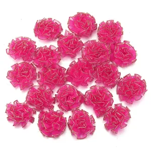 Gouden rand organza anjer bloem haar accessoires voor DIY handwerk kleding decoratie