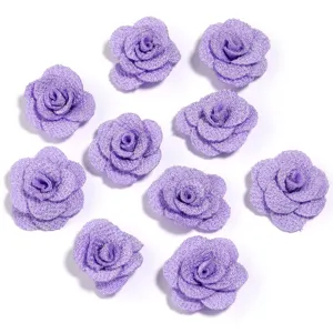 Fiori di rosa in tessuto viola accessori fai da te per abbigliamento scarpe borse.