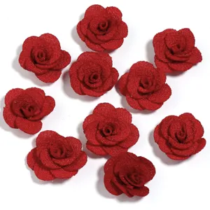Dettaglio di rose glitterate rosse, perfette per decorazioni fai-da-te e accessori.