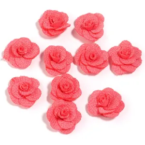 Fiori di rosa in canapa perlata glitter rosa accessori fai da te per borse cappelli.
