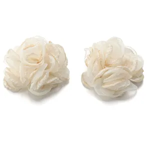 Chiffon organza burnt edge camellia flower accessories for DIY hair clips crafts bags.
