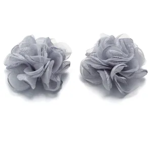 Grey chiffon organza burnt-edge camellia flower DIY hair accessories for apparel and crafts