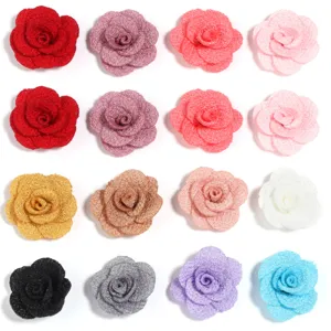 Fiori di Rosa Glitterati Fatti a Mano in Tessuto di Lino Perlato per Spilla Fai-da-te Accessori per Capelli Abbigliamento Scarpe Borsa Decorazione Finiture