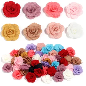 Fiori di rose glitter in lino perlato accessori fai da te per forcine spille abbigliamento