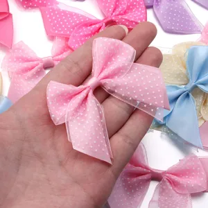 Polka dot mesh double layer hair bow handmade DIY craft accessory clothing material