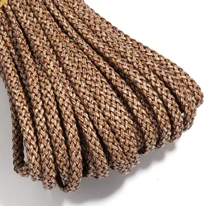 8-strengs plat PU leer gevlochten touw bruine band DIY ambachtelijke accessoires