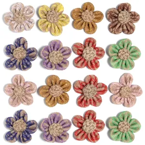 Colorful burlap fabric five-petal flowers DIY hair accessories and clothing craft