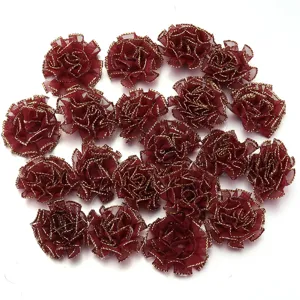 Bordeau goudrand organza anjer bloemen DIY knutselaccessoires voor kleding tassen decoratie.