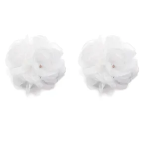 White chiffon organza camellia flower detail shot, perfect for DIY hair accessory making.