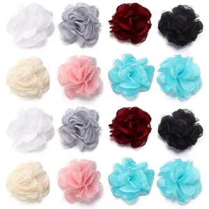 Handmade Chiffon Organza Burnt Edge Camellia Fabric Flower DIY Apparel Sewing Craft Accessories For Hair Clips Bags Hats