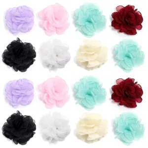 Chiffon Organza Burned Edge Camellia Flowers DIY Craft Accessories for Hair Clips and Apparel