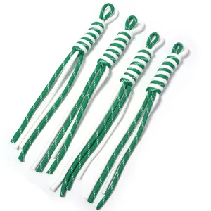 Handmade polyester braided lanyard strap diy keychain bag accessories green white set of 4