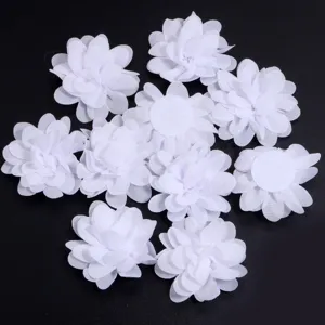 Witte chiffon bloemen DIY accessoires haarspelden kleding hoed materialen knutselwerk patch