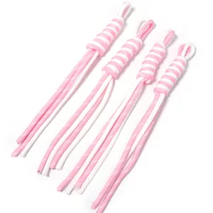 Close-up detail of pink white woven lanyard strap DIY accessory charm cord 4pcs