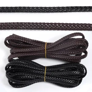 4-strand plat PU-leder gevlochten touw voor tassen riemen DIY handgemaakte accessoires.