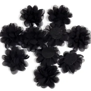 Zwarte mesh stoffen bloemen DIY ambachtelijke accessoires voor kleding hoeden tassen