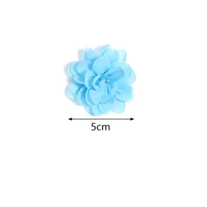 Lichtblauwe chiffon bloem DIY accessoire, 5cm stoffen anjer voor haarspelden en kleding.