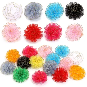 Goudgerande chiffon anjerbloemen DIY accessoires voor haarspelden en kleding