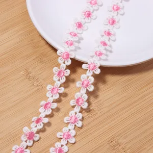 Polyester embroidered daisy lace trim, delicate hollow flower trim for DIY clothing, shoes, crafts.