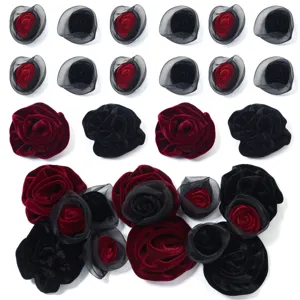 Velvet mesh rose flower patches DIY craft accessories for clothing bags hair clips set