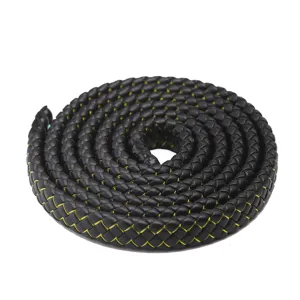 Zwarte PU leer gevlochten platte touw 12mm brede riem voor tas riem sleutelhanger DIY accessoires