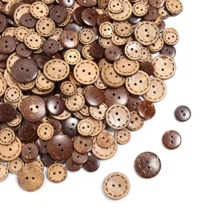 Boutons en coquille de noix de coco assortis à deux trous, boutons en bois naturels pour la couture.
