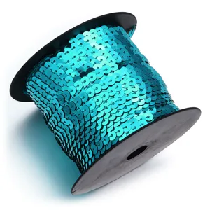 Turquoise κορδέλα με επίπεδες πούλιες σε ρολό για ρούχα και αξεσουάρ χειροτεχνίας DIY