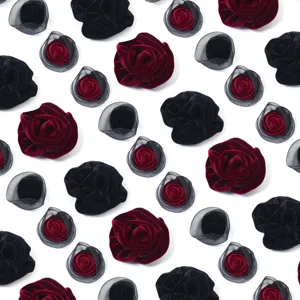 Velvet mesh rose flower patches, black and red floral appliques for DIY hair accessories crafts.