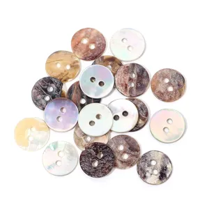 Beaux boutons en nacre naturelle, boutons de couture ronds à 2 trous pour vêtements.