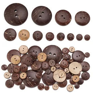 Boutons naturels en coquille de noix de coco à deux trous, diverses tailles pour la couture.