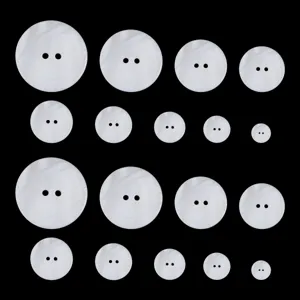Freshwater shell round buttons in various sizes for high-end shirts, suits, and garments.