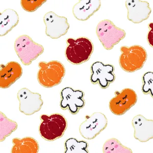 Toppa ricamata ciniglia Halloween zucca fantasma termoadesiva per vestiti 80