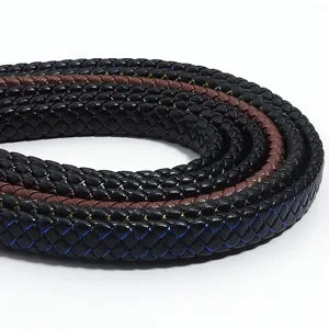 12mm PU leer gevlochten plat touw riem band voor tas sleutelhanger armband accessoires