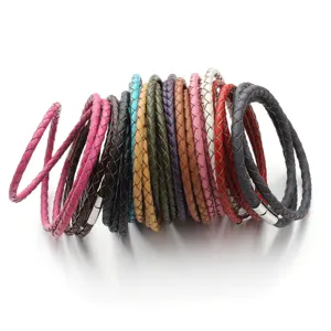 Pulsera de cuero genuino trenzado multicolor hecha a mano DIY cuerda collar joya