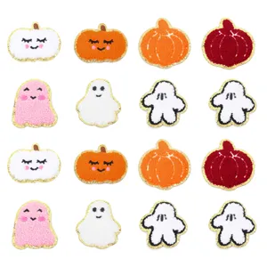 Toppe termoadesive ciniglia Halloween zucca fantasma bordo dorati vestiti accessori