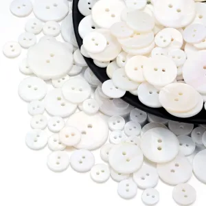 Natural mother of pearl shell buttons white round two hole buttons for shirt sewing crafts