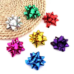 Colorful metallic star bows for gift wrapping, Christmas party and birthday decoration.
